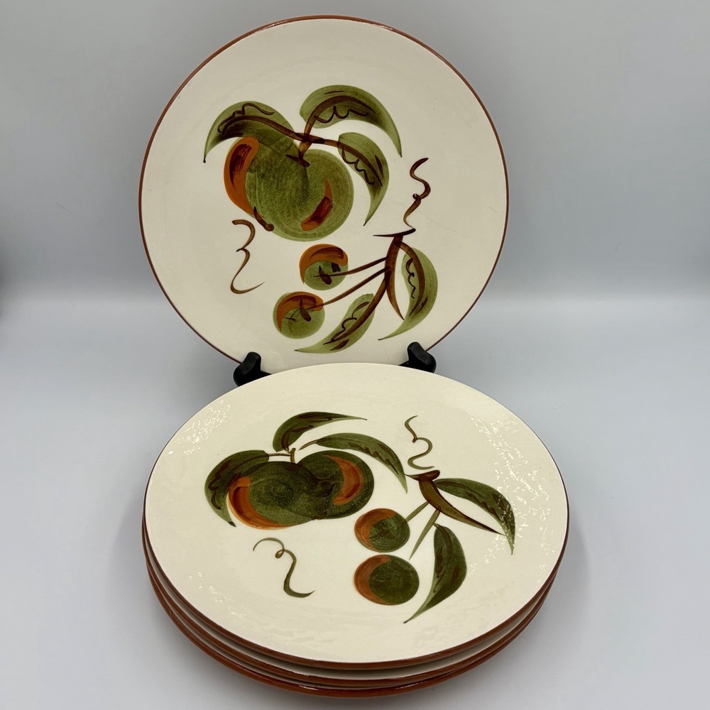 Set of 4 Stangl ORCHARD SONG Salad Plates 8" Hand Painted Vintage Mid Century